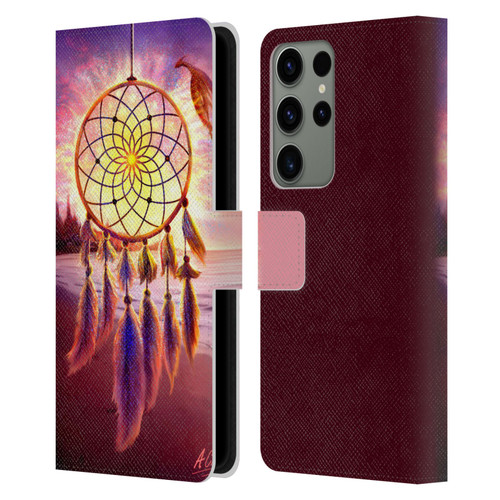 Anthony Christou Fantasy Art Beach Dragon Dream Catcher Leather Book Wallet Case Cover For Samsung Galaxy S23 Ultra 5G