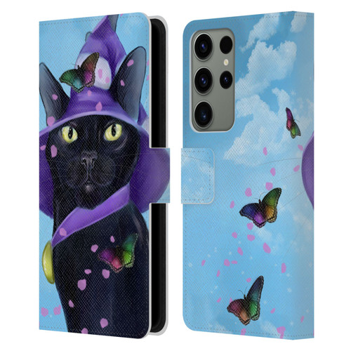 Ash Evans Black Cats Butterfly Sky Leather Book Wallet Case Cover For Samsung Galaxy S23 Ultra 5G