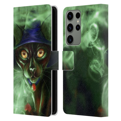 Ash Evans Black Cats Conjuring Magic Leather Book Wallet Case Cover For Samsung Galaxy S23 Ultra 5G