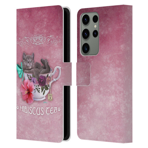 Ash Evans Graphics Hibiscus Tea Leather Book Wallet Case Cover For Samsung Galaxy S23 Ultra 5G