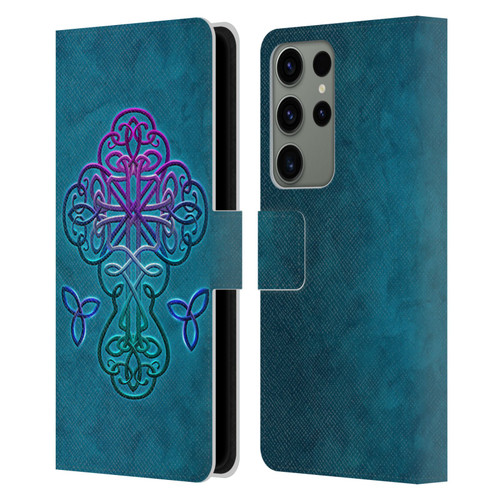Brigid Ashwood Crosses Celtic Leather Book Wallet Case Cover For Samsung Galaxy S23 Ultra 5G