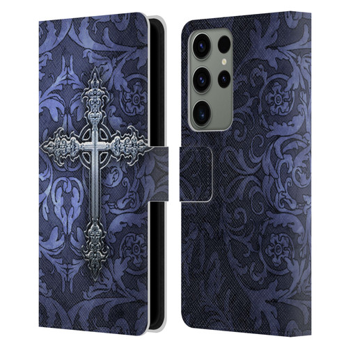 Brigid Ashwood Crosses Gothic Leather Book Wallet Case Cover For Samsung Galaxy S23 Ultra 5G