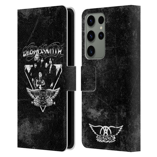 Aerosmith Black And White World Tour Leather Book Wallet Case Cover For Samsung Galaxy S23 Ultra 5G