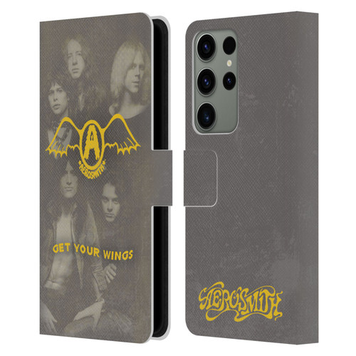 Aerosmith Classics Get Your Wings Leather Book Wallet Case Cover For Samsung Galaxy S23 Ultra 5G