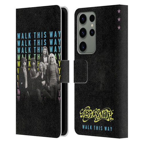 Aerosmith Classics Walk This Way Leather Book Wallet Case Cover For Samsung Galaxy S23 Ultra 5G