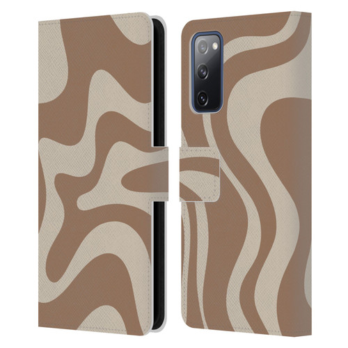 Kierkegaard Design Studio Retro Abstract Patterns Milk Brown Beige Swirl Leather Book Wallet Case Cover For Samsung Galaxy S20 FE / 5G