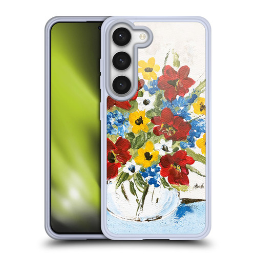 Haley Bush Floral Painting Patriotic Soft Gel Case for Samsung Galaxy S23 5G & MagSafe