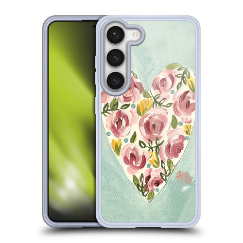 Haley Bush Floral Painting Valentine Heart Soft Gel Case for Samsung Galaxy S23 5G & MagSafe