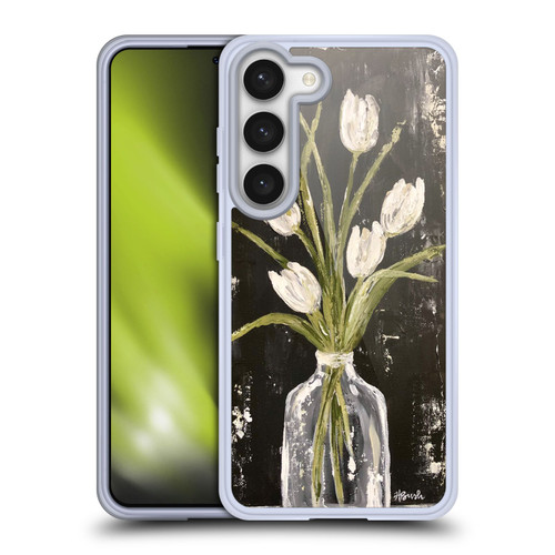 Haley Bush Floral Painting White Tulips In Glass Jar Soft Gel Case for Samsung Galaxy S23 5G & MagSafe