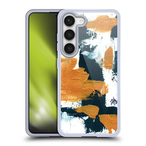 Haley Bush Pattern Painting Abstract Navy Gold White Soft Gel Case for Samsung Galaxy S23 5G & MagSafe