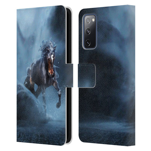 Klaudia Senator Animal Art Black Horse Leather Book Wallet Case Cover For Samsung Galaxy S20 FE / 5G