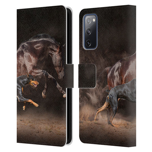 Klaudia Senator Animal Art Doberman And Horse Leather Book Wallet Case Cover For Samsung Galaxy S20 FE / 5G