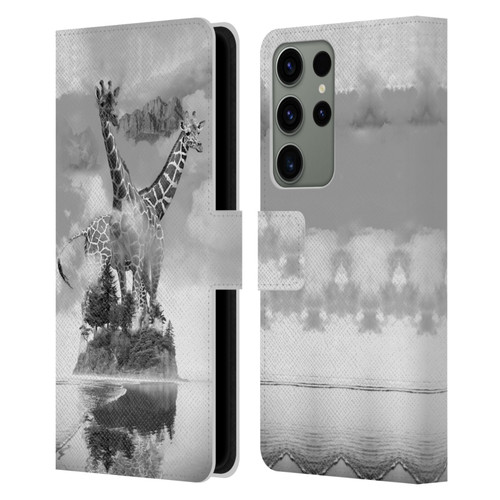 Dave Loblaw Animals Giraffe In The Mist Leather Book Wallet Case Cover For Samsung Galaxy S23 Ultra 5G