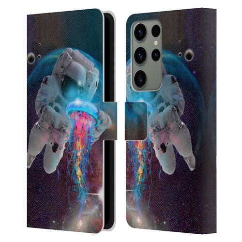 Dave Loblaw Jellyfish Astronaut And Jellyfish Leather Book Wallet Case Cover For Samsung Galaxy S23 Ultra 5G