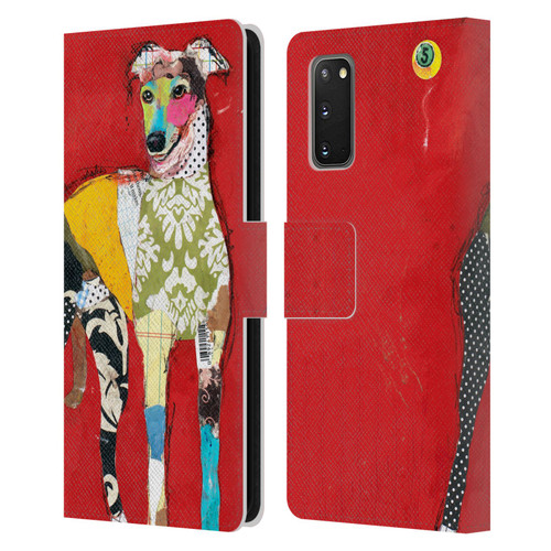 Michel Keck Dogs 2 Greyhound Leather Book Wallet Case Cover For Samsung Galaxy S20 / S20 5G