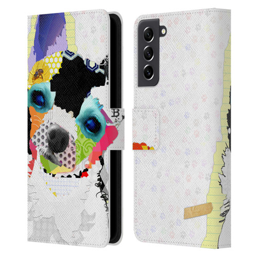 Michel Keck Dogs 2 Chihuahua Leather Book Wallet Case Cover For Samsung Galaxy S21 FE 5G