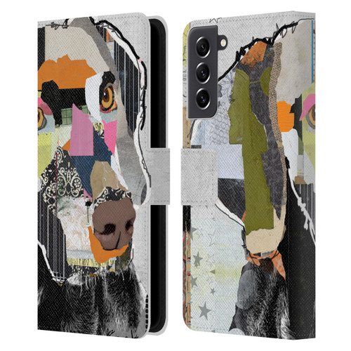 Michel Keck Dogs 2 Weimaraner Leather Book Wallet Case Cover For Samsung Galaxy S21 FE 5G
