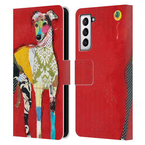 Michel Keck Dogs 2 Greyhound Leather Book Wallet Case Cover For Samsung Galaxy S21 5G