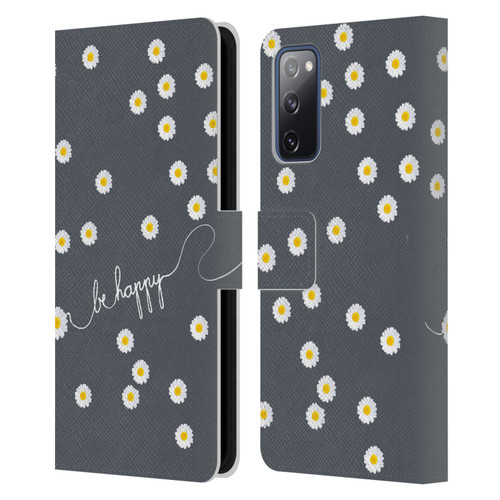 Monika Strigel Happy Daisy Grey Leather Book Wallet Case Cover For Samsung Galaxy S20 FE / 5G