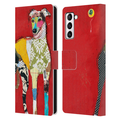 Michel Keck Dogs 2 Greyhound Leather Book Wallet Case Cover For Samsung Galaxy S21+ 5G