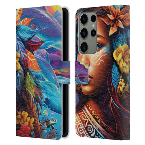 Michael David Ward Psychedelic Art Ocean Spirit Leather Book Wallet Case Cover For Samsung Galaxy S23 Ultra 5G