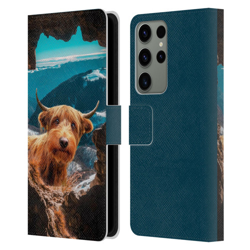 Pixelmated Animals Surreal Wildlife Cowpup Leather Book Wallet Case Cover For Samsung Galaxy S23 Ultra 5G