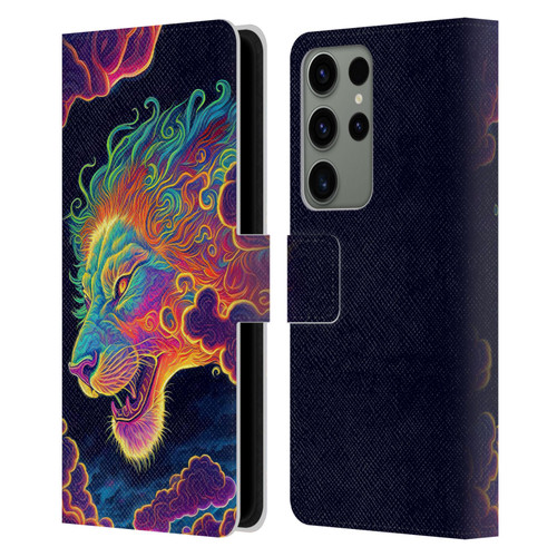 Wumples Cosmic Animals Clouded Lion Leather Book Wallet Case Cover For Samsung Galaxy S23 Ultra 5G