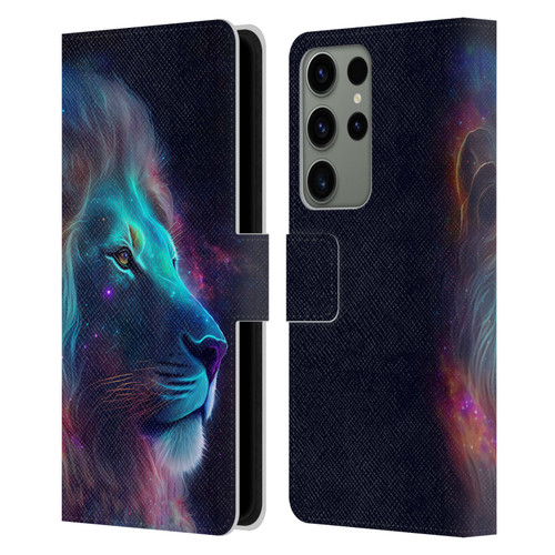 Wumples Cosmic Animals Lion Leather Book Wallet Case Cover For Samsung Galaxy S23 Ultra 5G