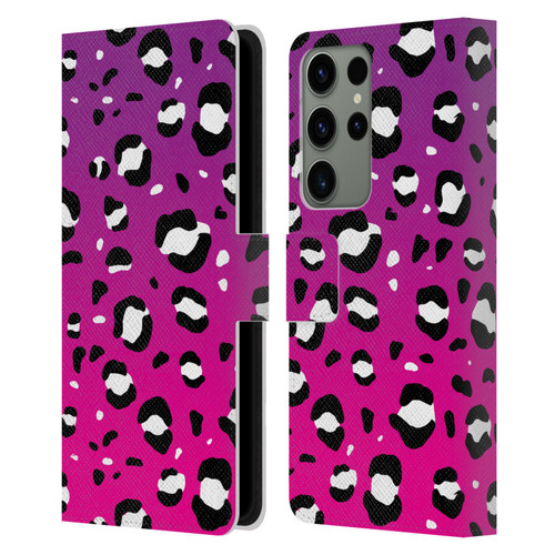 Grace Illustration Animal Prints Pink Leopard Leather Book Wallet Case Cover For Samsung Galaxy S23 Ultra 5G