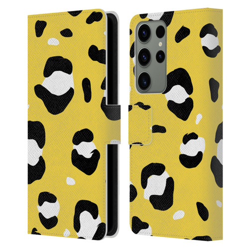 Grace Illustration Animal Prints Yellow Leopard Leather Book Wallet Case Cover For Samsung Galaxy S23 Ultra 5G