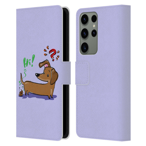 Grace Illustration Dogs Dachshund Leather Book Wallet Case Cover For Samsung Galaxy S23 Ultra 5G