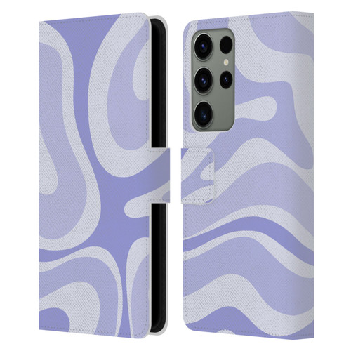 Kierkegaard Design Studio Art Modern Liquid Swirl Purple Leather Book Wallet Case Cover For Samsung Galaxy S23 Ultra 5G