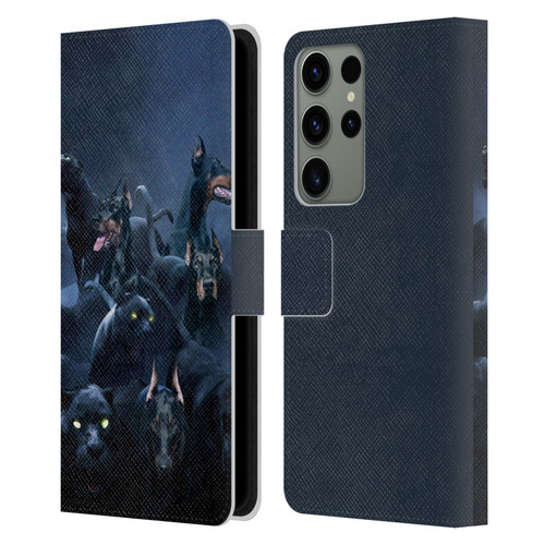 Klaudia Senator Animal Art Doberman Leather Book Wallet Case Cover For Samsung Galaxy S23 Ultra 5G