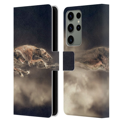 Klaudia Senator Animal Art Greyhound Leather Book Wallet Case Cover For Samsung Galaxy S23 Ultra 5G