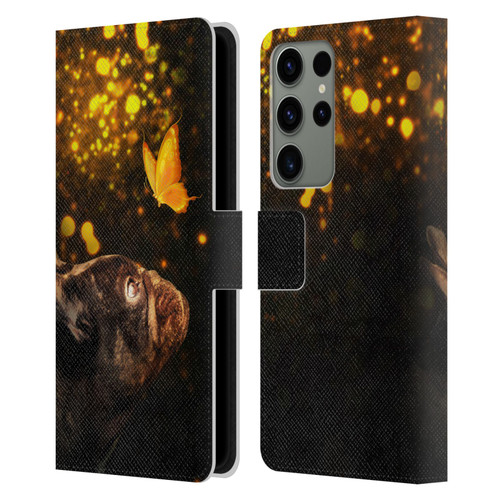 Klaudia Senator French Bulldog Butterfly Leather Book Wallet Case Cover For Samsung Galaxy S23 Ultra 5G