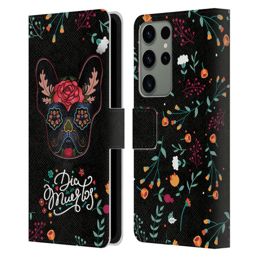 Klaudia Senator French Bulldog Day Of The Dead Leather Book Wallet Case Cover For Samsung Galaxy S23 Ultra 5G