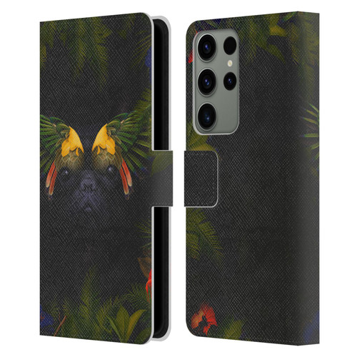 Klaudia Senator French Bulldog 2 Bird Feathers Leather Book Wallet Case Cover For Samsung Galaxy S23 Ultra 5G