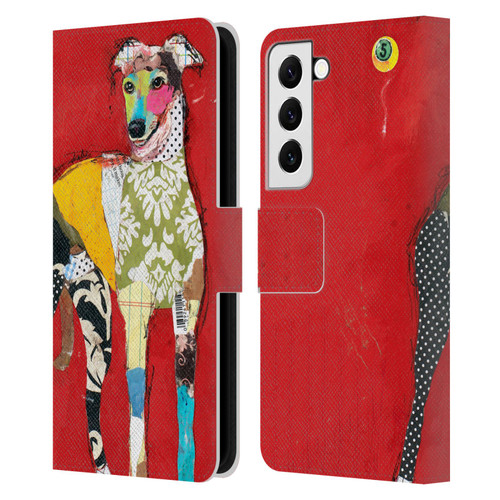 Michel Keck Dogs 2 Greyhound Leather Book Wallet Case Cover For Samsung Galaxy S22 5G