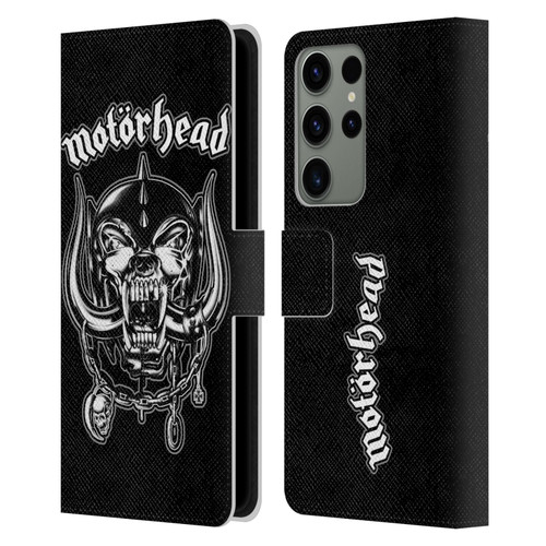 Motorhead Graphics Silver War Pig Leather Book Wallet Case Cover For Samsung Galaxy S23 Ultra 5G