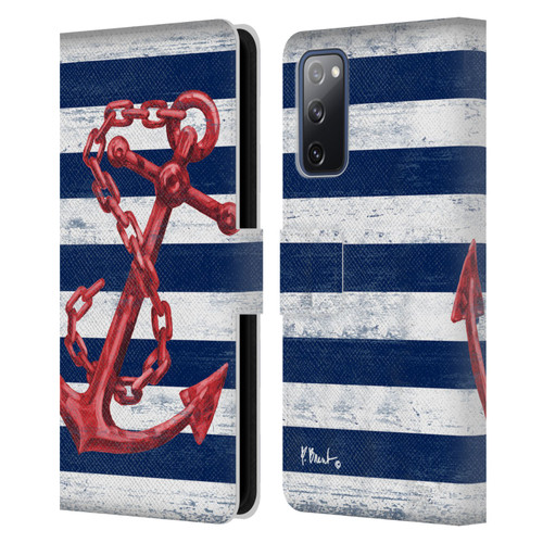 Paul Brent Nautical Westerly Anchor Red Leather Book Wallet Case Cover For Samsung Galaxy S20 FE / 5G
