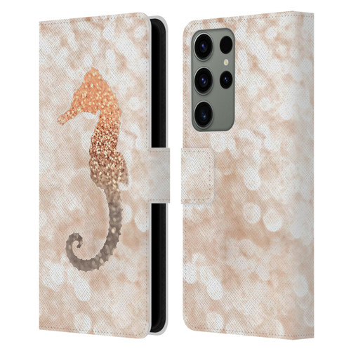 Monika Strigel Champagne Gold Seahorse Leather Book Wallet Case Cover For Samsung Galaxy S23 Ultra 5G