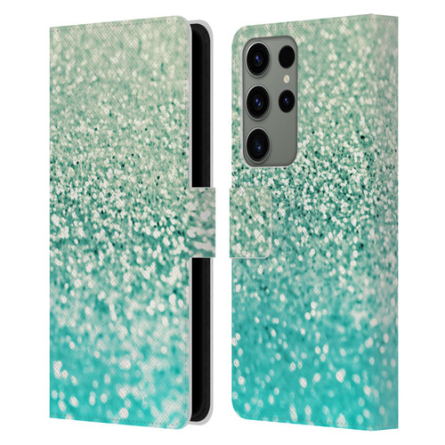 Monika Strigel Glitter Collection Mint Leather Book Wallet Case Cover For Samsung Galaxy S23 Ultra 5G