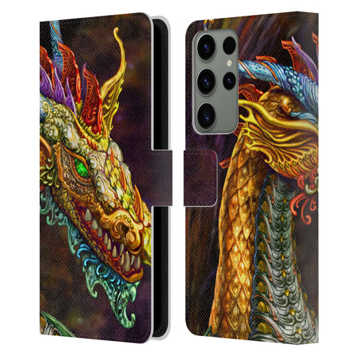 Myles Pinkney Mythical Silver Dragon Leather Book Wallet Case Cover For Samsung Galaxy S23 Ultra 5G