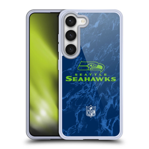 NFL Seattle Seahawks Graphics Coloured Marble Soft Gel Case for Samsung Galaxy S23 5G & MagSafe