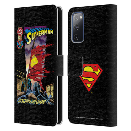Superman DC Comics Famous Comic Book Covers Death Leather Book Wallet Case Cover For Samsung Galaxy S20 FE / 5G