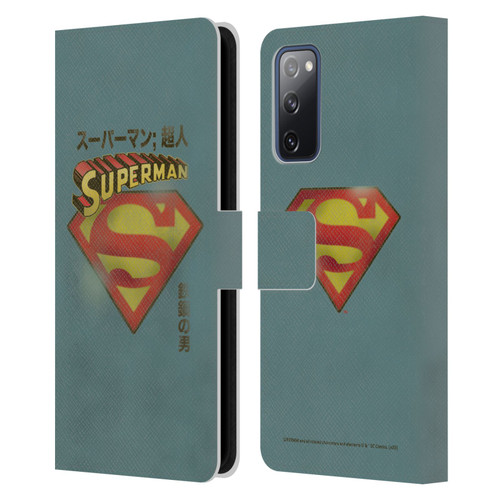 Superman DC Comics Vintage Fashion Japanese Logo Leather Book Wallet Case Cover For Samsung Galaxy S20 FE / 5G