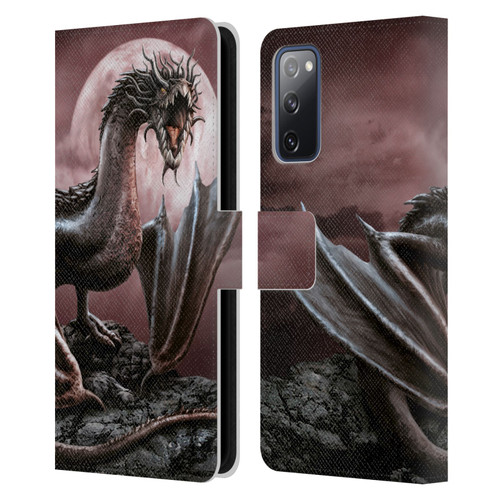 Sarah Richter Fantasy Creatures Black Dragon Roaring Leather Book Wallet Case Cover For Samsung Galaxy S20 FE / 5G