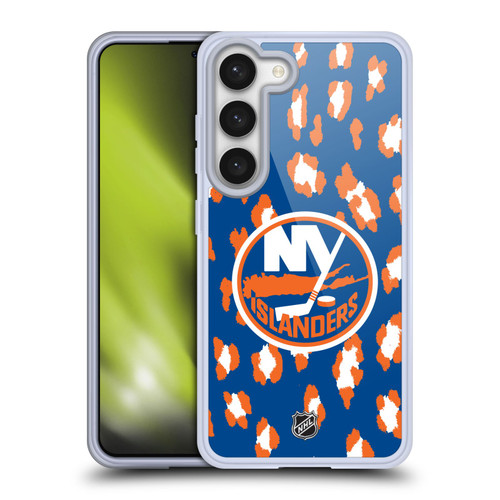 NHL New York Islanders Leopard Pattern Soft Gel Case for Samsung Galaxy S23 5G & MagSafe