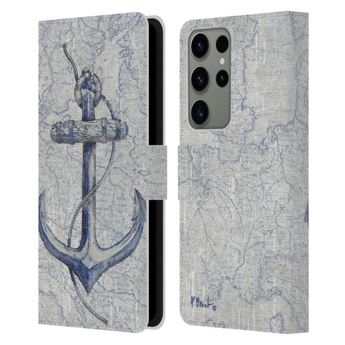 Paul Brent Nautical Vintage Anchor Leather Book Wallet Case Cover For Samsung Galaxy S23 Ultra 5G