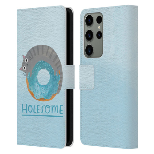 Planet Cat Puns Holesome Leather Book Wallet Case Cover For Samsung Galaxy S23 Ultra 5G
